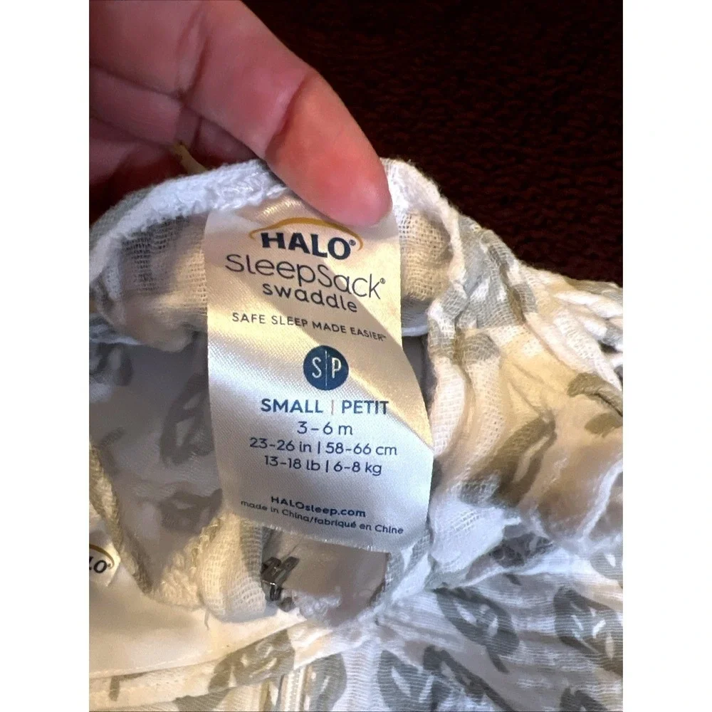 Lot of 2 HALO SleepSack Swaddle Small 3-6 Months Gray Leaves Blue Elephants Used